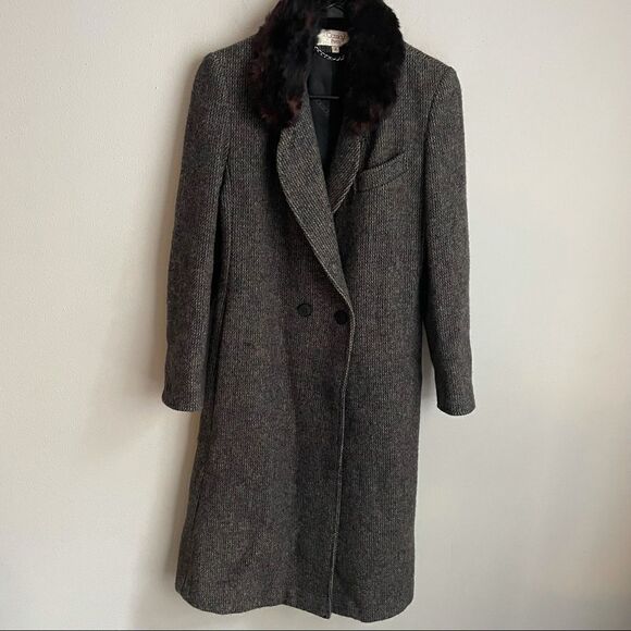 Cassidy Vintage Double Breasted Fur Collar Wool Coat - Picture 6 of 16